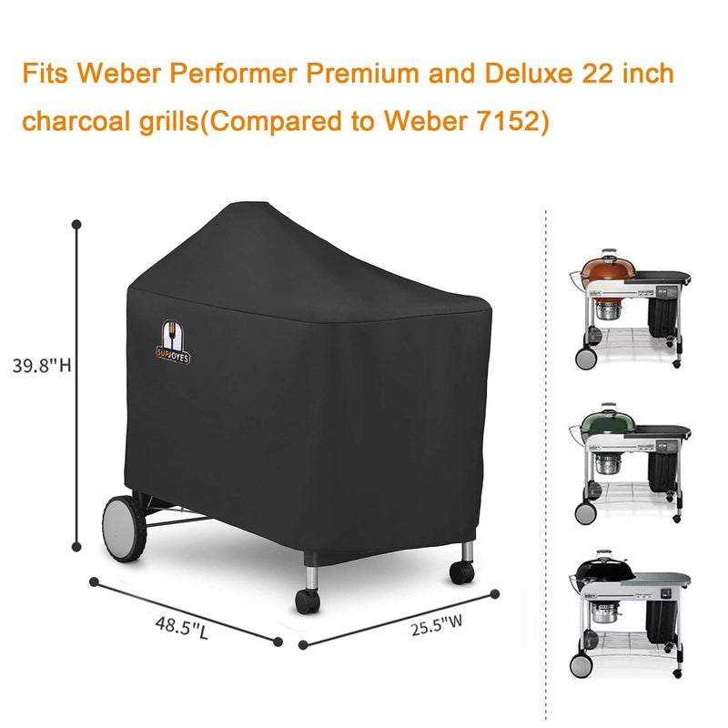 SUPJOYES Grill Cover for Weber Performer Deluxe Charcoal, 22 Inch BBQ Covers, Heavy Duty Waterproof Accessories for Weber Performer Charcoal - Image 2